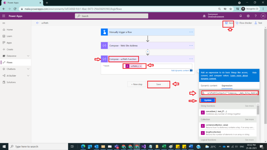 Usage of uriPath Function in Power Automate